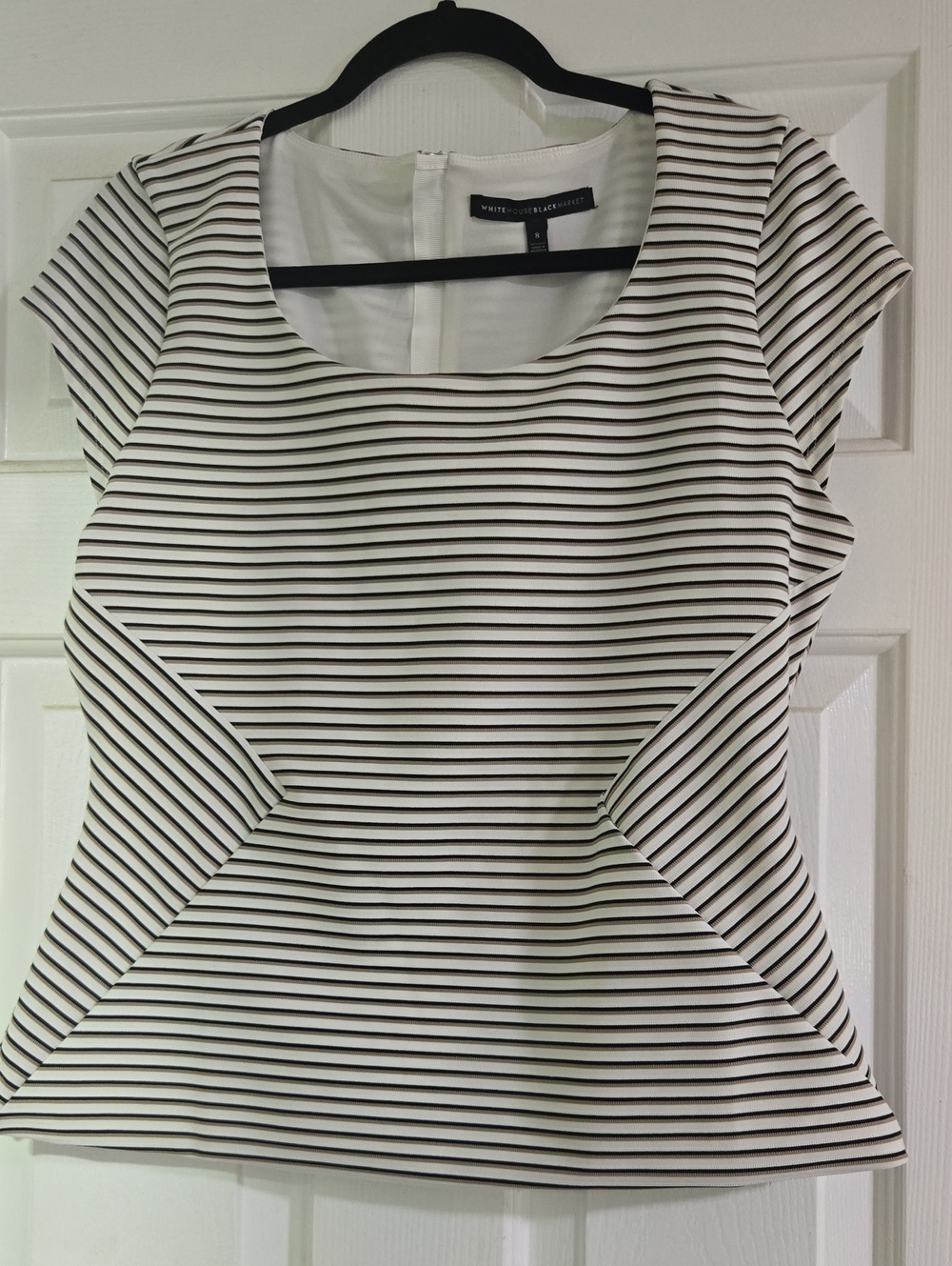 White House Black Market White Top with Black Horizontal Stripes